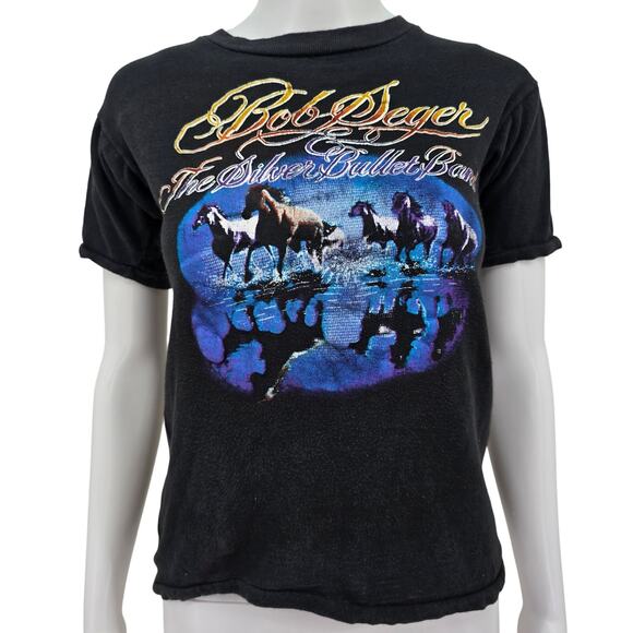 Bob Seger Women's Vintage 80's Original Single Stitch Tee Black - Picture 1 of 4